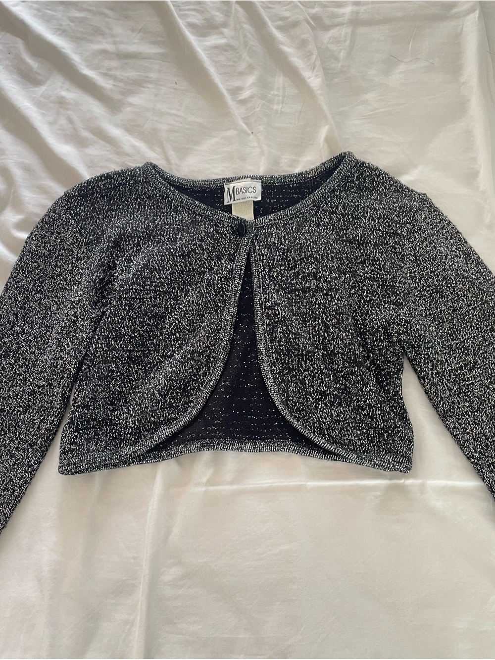 Black Metallic Cropped Cardigan Sweater
